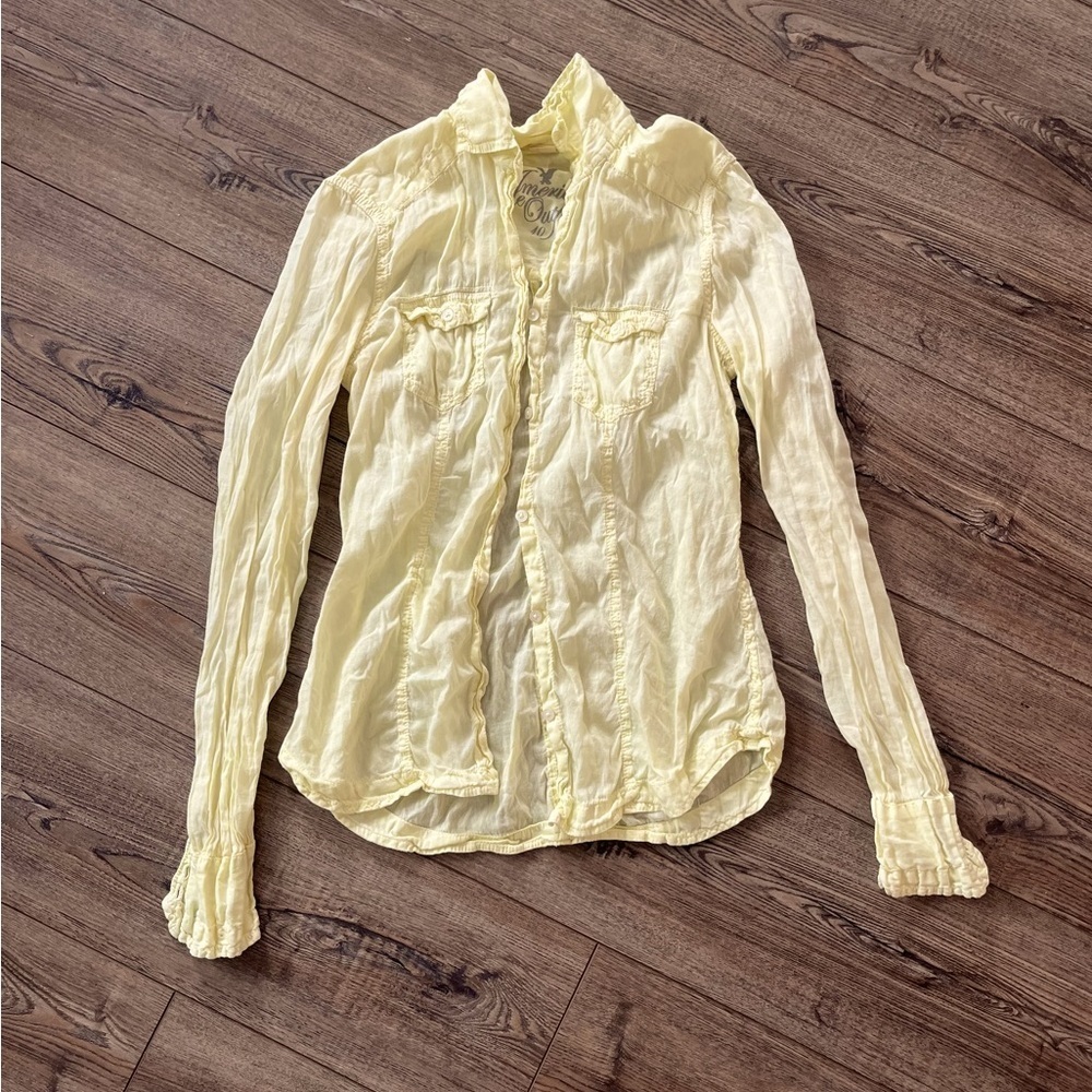 Girls yellow size 10 button up academia scholastic